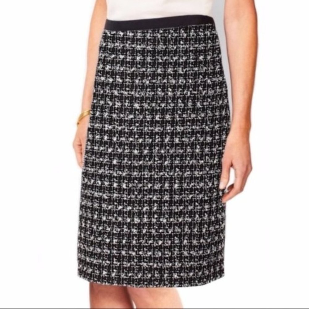 Talbots, Black & White Tweed Boucle Pencil Skirt, Sz. 10P